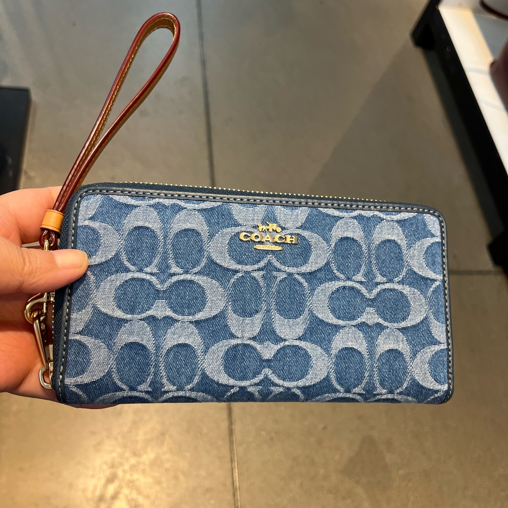 Coach Long Zip Around Wallet In Signature Denim Nwt